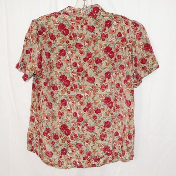 Amazon Oversstar Blouse Women Size Mediume Brown Floral Short Sleeve - Picture 6 of 8
